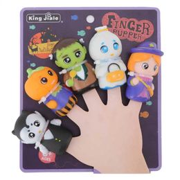 5pcs Halloween Finger Puppets Toy Set Cartoon Character Finger Puppets Storytelling Educational Toy Halloween Children Gifts 240314
