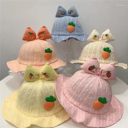 Hats Baby Spring And Autumn General Thin Cute Sunshade Cotton Caps For Girls Children's Bow-knot Princess Fisherman