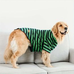 Large Stripe Print Clothes for Dogs T-shirt Green T-shirt Pet Dog Apparel