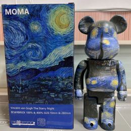 Miniatures 28cm Bearbrick Van Gogh 400% Violent Bear Starry Night Sky Statue Decoration Display Toy Tide Hand Doll Anime Blind Box Gifts