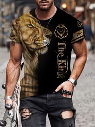 Men's T-Shirts Summer T-shirt Men Animal Lion 3d Print Fashion Short Slve Top Micro Elastic Sport Fitness T Shirt For Men T240325