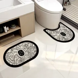 Mats INS Bathroom rugs and mat set Super Absorbent Diatomaceous Earth Bathroom Mat Rubber Toilet Mat U Shaped Nonslip Floor Mat