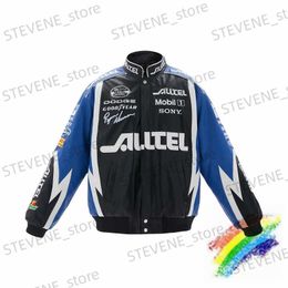 Men's Jackets Motorcycle BOMBER Jacket Men Women Windproof Vintage Embroidery PU leather racing Jacket T240326