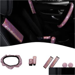 Steering Wheel Covers Ers Handbrake Er Pink Shoder Pads 37-38Cm Easy To Store Four Seasons Drop Delivery Automobiles Motorcycles Inter Ota5W