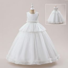 Lovely White Jewel Girl's Pageant Dresses Flower Girl Dresses Girl's Birthday/Party Dresses Girls Everyday Skirts Kids' Wear SZ 2-10 D326190