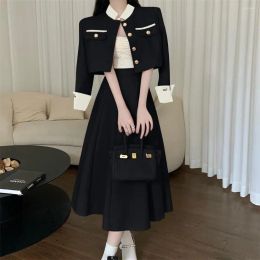 Work Dresses Korean Elegant Fashion Ol 2 Piece Sets High Quality Small Fragrance Two Set Women Short Jacket Coat Long Skirt Suits Drop Otski