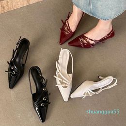 Dress Shoes Aneikeh 2024 Fashion Narrow Band Buckle Strap Pumps Women Sexy Pointed