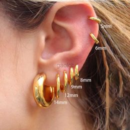 Hoop Huggie 2PCS stainless steel Huggie small hoop earrings suitable for women small round punk unisex rock earrings cardila perforated Jewellery 24326