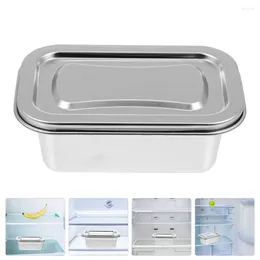 Bowls Ice Cream Box Freezer Bins Container Holder Crisper Square Household Case Stainless Steel