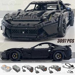 Blocks New High-Tech 91102 3097Pcs Creative Moc F12 Super Sport Black Racing Car Model RSR Bricks Building Blocks Toys christmas Gifts T240325