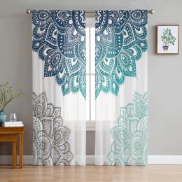 Curtains Mandala Gradient Tulle in Sheer Curtains for Living Room Bedroom Kitchen Window Treatment Chiffon Curtain Blinds