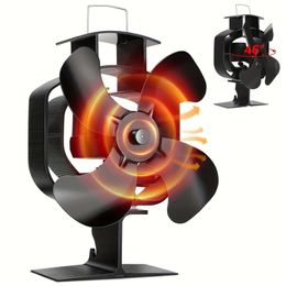 1pc, Fan, 46° Rotation Fireplace Powered, 4 Blades Activated Buddy Heater, Silent Motors, Heat Powered Stove Fan for Wood Burning Stove/gas/pellet/log, Push Air