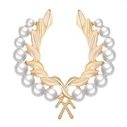 Dangle Earrings Wheat Ear Pearl Wreath Brooch For Women Baroque Trendy Elegant Circle Leaf Pins Party Wedding Gifts