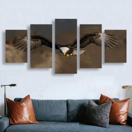5 Panel Bald Eagle Flying Canvas Painting Wall Pictures Animal Posters and Prints for Living Room Office Decoration Cuadros