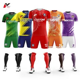 Custom Sublimation Football Jersey Sets Breathable Football Uniform Club Team Soccer Jersey Set Training Soccer Uniforms For Men 240323