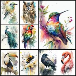 Stitch 5D Diamond Painting Full Diamond Mosaic Birds Hummingbirds Owls Crow Peacock Flamingos Rhinestone Embroidery Kit Home Decor Gift