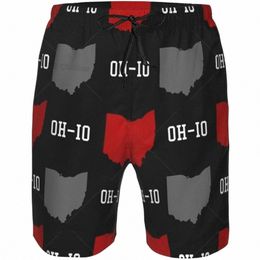 grey Red Shape OH-10 Men's Swim Trunks Quick Dry Board Shorts Beach Swimsuit with Pockets Mesh Lining and Pocket i76u#