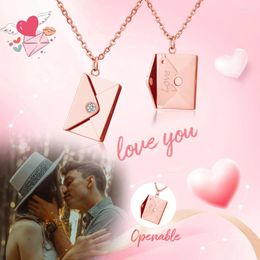 Pendant Necklaces H0022 Stainless Steel Envelope Necklace With Love You Card Inside Valentine's Day Gift Birthday