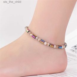 Anklets Female Weight Loss Magnet Ankle Colored Stone Magnetic Therapy Bracelet Ankle Pain Relieving Weight Loss Health JewelryC24326
