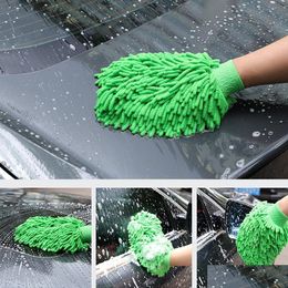 Car Sponge Microfibre Wash Cleaning Drying Gloves Trafine Fibre Chenille Microfiber Window Washing Tool Home Glove Drop Delivery Autom Otmjv