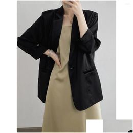 Womens Suits Blazers Spring And Summer 2023 Korean Casual Loose Blazer Female Long Sleeve Oversized Suit Coat Drop Delivery Apparel Cl Ota7G
