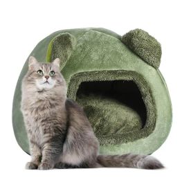 Mats Cat Cave Small Dog Bed With NonSlip Bottom Panda Ears Shape Pet Bed Winter Warm Cat House For Cats And Small Dogs