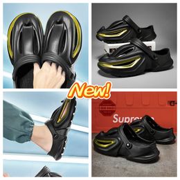 GAI Shark billed hole shoes soft soled beach shoes men's height increasing summer shoes breathable outdoor sandals 2024 Summer Men Rubber