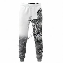 viking Tattoo Vintage Loose Camo Pants For Man Y2k 3D Print Lg Men's Sweatpants Casual Joggers Streetwear Sports Gym Trousers 78sK#