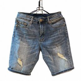 summer Fi Men's Hole Denim Shorts Jeans New In Blue Baggy Shorts For Men Jeans Pants r0GO#