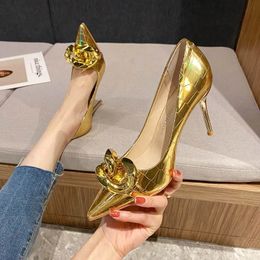 Gold Heels African Party Shoe and Bag Set 2023 Sandals Ladies Sexy Pump Slip On Pointed Wedge LaceUp Golden Fine Latest Burgun 240320