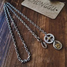 Chains Street Retro Handmade Necklace Men And Women Roulette Too Angle Chain Pendant Jewellery Accessories