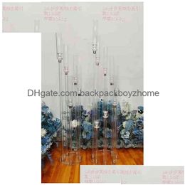 Candle Holders 10Pcs Wedding Decoration Centrepiece Candelabra Clear Holder Acrylic Candlesticks For Weddings Event Party Yq231018 Dro Dhcy6