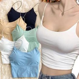 Camisoles & Tanks Sleeveless Off Summer Ice Tops Strap Shoulder Top In Underwear Silk Women Sexy Bra Spaghetti Camisole Sports Crop Built