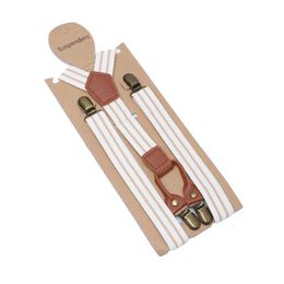 Fashion Men Striped Elastic Suspenders Belt Bronze Clip-on Women Suspenders 2.5CM Width Wedding Adjustable Braces 240313