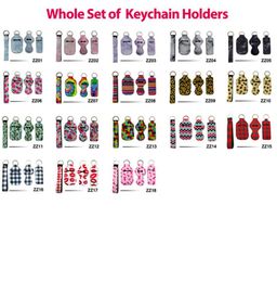 18 Designs 4pcsset Neoprene Chapstick Wristlet Hand Sanitizer Holder Earbuds Case Keychains Marble Series Lipgloss Bag Key Ring A6828195