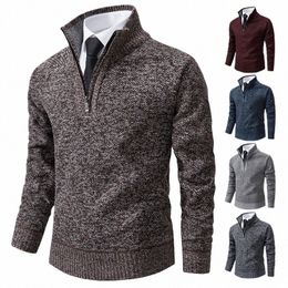 men's Pullover Autumn And Winter Sweater Men Solid Colour Knitwear Thicken Warm Casual Sweater j9uG#