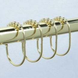 Holders Oval Stainless Steel Gold Roller Rings Shower Curtain Hooks for Bathroom Curtains,set of 12