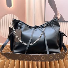 New Black leather Designer shoulder bag with clutch purse handbag high quality designer bag women fashion 29cm large hobo shopping bag chain decorate totes two piece