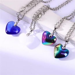 Chains Simple Natural Stone Crystal Quartz Heart-Shaped Pendant Couple Necklace A Pair Of Men Women Love Accessories