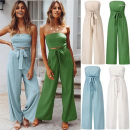 Covered For Swimsuit Cover Up Vacation Outfits With Set Bath Suit Leisure Strapping Jumpsuit 2024 Summer Bra Leg Pants Solid