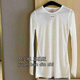 Designer Correct~Miss M 2024 SpringSummer New Long sleeved T-shirt Thin Sun Protection Top Slightly Transparent Sexy Spicy Girl Mid length FBZ0