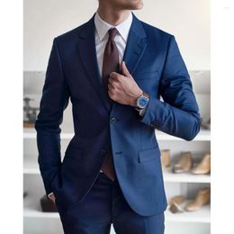 Men's Suits Blazer Notch Lapel Single Breasted Regular Length Blue Skinny 2 Piece Formal Outfits Slim Fit Custom Costume Homme