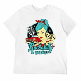 rockabilly Pin Up Girl Sock Hop Vintage Classic T-shirt Round Neck Movement Funny Novelty T-shirts Graphic Cool Home USA Size O6CF#