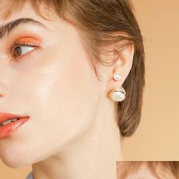Stud New Niche Design Simple Size Double Pearl Earrings Irregar Strip Ring Female Fashion All-Match Jewelry Accessories Gift Drop Deli Otwv6