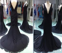 Sexy Black V Neck Evening Dress Long Chiffon Formal Party Gown Cheap US Size 8 10 126454847