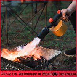 Accessories 3500W High Power Camping Handheld GasTorch Portable Outdoor Burners Charcoal Burning Tool Picnic BBQ Cooking Flamethrower