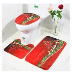 Mats 3 Pcs/Set Cartoon Christmas Toilet Rug Mat Ushaped Toilet Seat Mat Santa Claus Rug Carpet For Bathroom And Toilet Tapis Pour wc