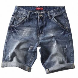 men Denim Shorts Jeans Pants Good Quality Men Cott Knee Length Short Jeans New Summer Male Large Size Denim Shorts Size 40 F24t#