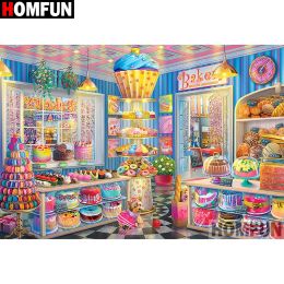 Stitch HOMFUN 5d Diamond Painting Full Square/Round "Scenery Bakery Cakes Ice" Picture Of Rhinestone DIY Diamond Embroidery Home Decor