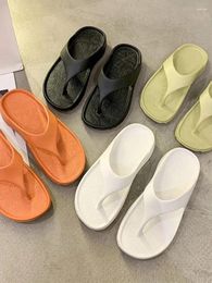 Slippers Trend Drag Women Summer Fashion Wear Out Soft Bottom Thickened Slope Heel Couple Clip On Simple Korean Beach Sandals Men